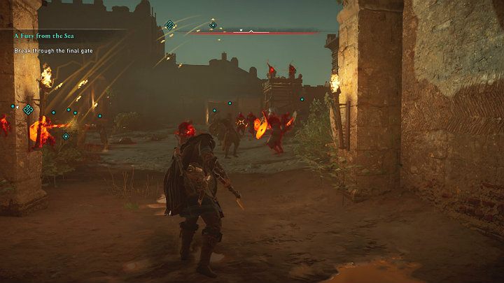 Before your warriors bring a battering ram to the main gate you will have plenty of time to eliminate the enemy guards - Assassins Creed Valhalla: A Fury from the Sea - East Anglia - Assassins Creed Valhalla Guide and Walkthrough