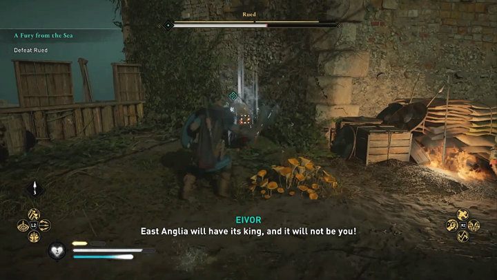 In addition to the standard, damaging abilities, Rued can also activate health regen - Assassins Creed Valhalla: A Fury from the Sea - East Anglia - Assassins Creed Valhalla Guide and Walkthrough
