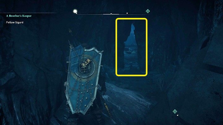 Before you go inside, it's a good idea to turn around and go into the side cave through the narrow gap on your right - Assassins Creed Valhalla: A Brothers Keeper - Hordafylke - Assassins Creed Valhalla Guide and Walkthrough
