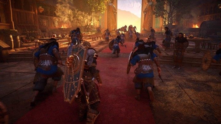 Get up, speak to Sigurd and Svala, then go to the last row of tables - Assassins Creed Valhalla: A Brothers Keeper - Hordafylke - Assassins Creed Valhalla Guide and Walkthrough