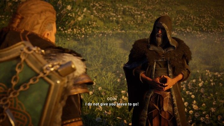 After a while, Odin will appear in the clearing and forbid the siblings to return to the real world - Assassins Creed Valhalla: A Brothers Keeper - Hordafylke - Assassins Creed Valhalla Guide and Walkthrough