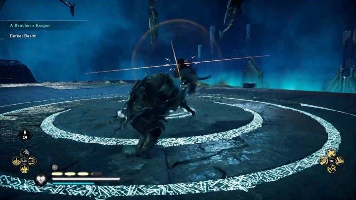 During the second phase of your clash with Basim, you just need to avoid his speedy attack combos and counterattack - Assassins Creed Valhalla: A Brothers Keeper - Hordafylke - Assassins Creed Valhalla Guide and Walkthrough