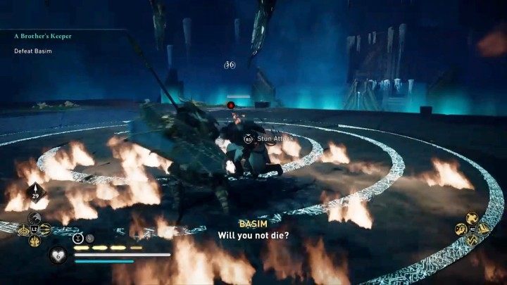 If you have a shield, all you have to do is block your opponent's blows a few times and you'll stun him to the point where he falls helplessly to one knee - Assassins Creed Valhalla: A Brothers Keeper - Hordafylke - Assassins Creed Valhalla Guide and Walkthrough