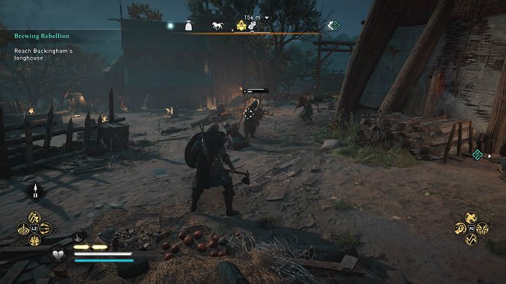 Before entering the longhouse you will come across a group of soldiers - Assassins Creed Valhalla: Brewing Rebellion - Oxenefordscire - Assassins Creed Valhalla Guide and Walkthrough