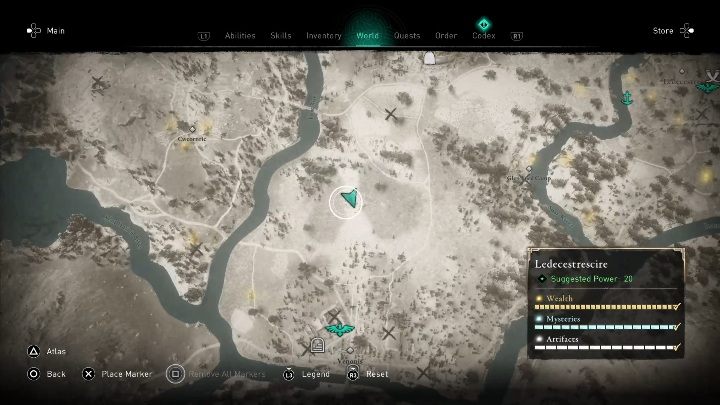 You will find the treasure in the southern part of the region, east of the river - Assassins Creed Valhalla: Treasure Hoard Map - Ledecestrescire secrets, location - Ledecestrescire - Assassins Creed Valhalla Guide and Walkthrough