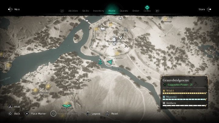 The treasure can be found in the eastern part of the region, just outside of Grantebridge - Assassins Creed Valhalla: Treasure Map - Grantebridgescire secrets, locations - Grantebridgescire - Assassins Creed Valhalla Guide and Walkthrough