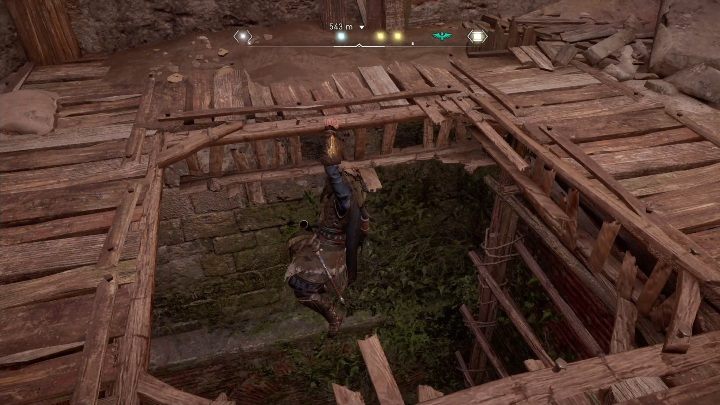 To get to the map you have to drop the cargo hanging on a piece of rock, then jump into the hole that has been opened - Assassins Creed Valhalla: Treasure Hoard Map - Sciropescire secrets, locations - Sciropescire - Assassins Creed Valhalla Guide and Walkthrough