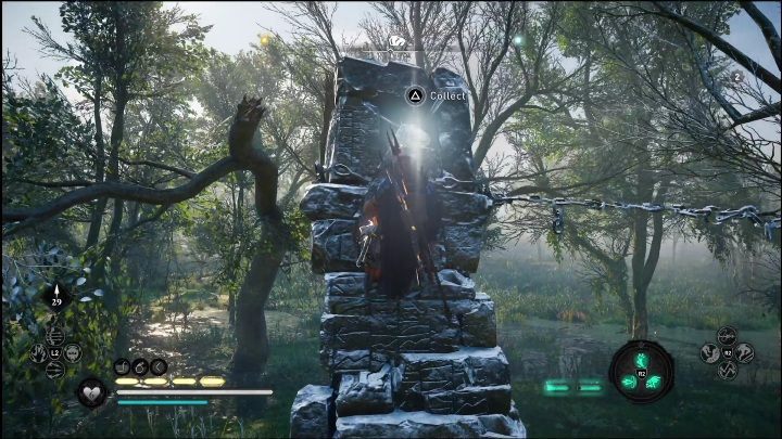 This stone is wedged into a sizable rock column - AC Valhalla Dawn of Ragnarok: Uncut Gemstones (Vangrinn) - list of all - Vangrinn - Assassins Creed Valhalla Guide and Walkthrough