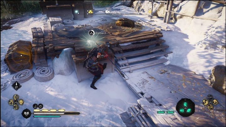 There are some enemies in the area - start by eliminating them so they won't interrupt the search for the collectible - AC Valhalla Dawn of Ragnarok: Uncut Gemstones (Vangrinn) - list of all - Vangrinn - Assassins Creed Valhalla Guide and Walkthrough