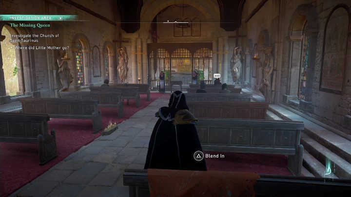 There you need to reach the church - it's easy to locate, as it's the biggest building in the area and has a cross on the roof - AC Valhalla Siege of Paris: The Missing Queen - Main missions - Assassins Creed Valhalla Guide and Walkthrough