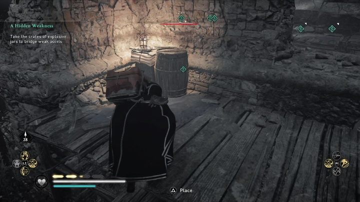 Your objective is to place the three red crates next to the bridge's weak points - AC Valhalla Siege of Paris: A Hidden Weakness - Main missions - Assassins Creed Valhalla Guide and Walkthrough
