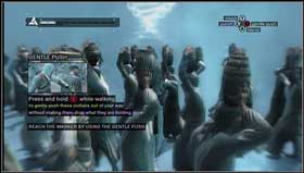 Look around (Y/Triangle) and go through the crowd pushing B/O - Tutorial - WALKTHROUGH - Assassins Creed (XBOX360) - Game Guide and Walkthrough