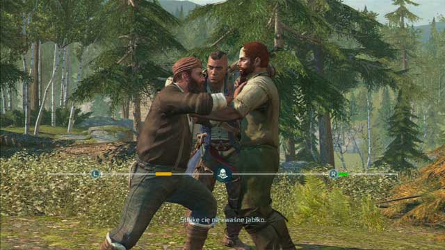 To do that, control the two points with the analog sticks so that they push back the two lines - Godfrey and Terry | Homestead | Assassins Creed III Remastered - Homestead - Assassins Creed III Game Guide & Walkthrough