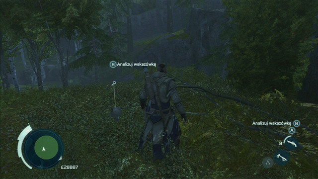 As you reach the target, a green circle within which you will find the first trace will appear on the map - Warren and Prudence | Homestead | Assassins Creed III Remastered - Homestead - Assassins Creed III Game Guide & Walkthrough