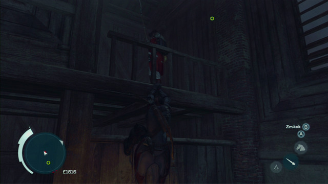 The third enemy is directly above you, walking along a small wooden platform - Naval mission - Fort Wolcott | Captain Kidds treasure in AC III Remastered - Captain Kidds treasure - Assassins Creed III Game Guide & Walkthrough