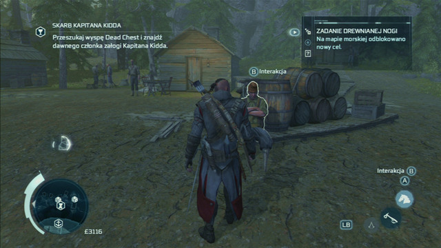 This mission will be available after you collect six Peg Leg Trinkets and bring them to the man at the port - Naval mission - Dead Chests Treasure | Captain Kidds treasure in AC III - Captain Kidds treasure - Assassins Creed III Game Guide & Walkthrough