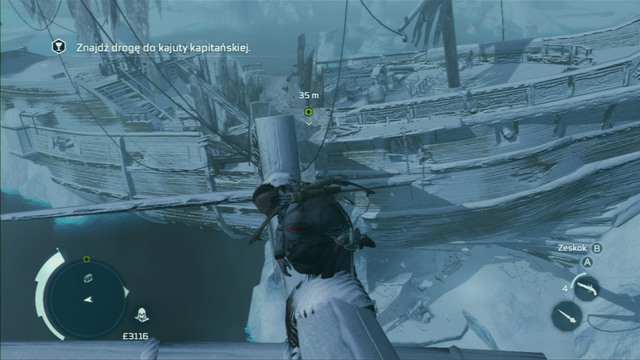 From the highest of them, jump onto the wreck and go to the lower level - Naval mission - The Ghost Ship | Captain Kidds treasure in AC III Remastered - Captain Kidds treasure - Assassins Creed III Game Guide & Walkthrough