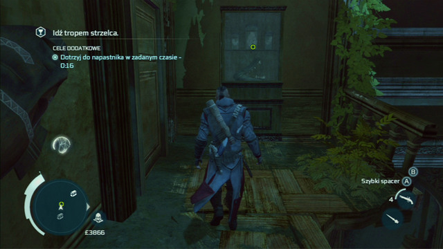 After the short cinematic, push the marked shelf and head onwards - Naval mission - The Mad Doctor Castle | Captain Kidds treasure in AC III - Captain Kidds treasure - Assassins Creed III Game Guide & Walkthrough