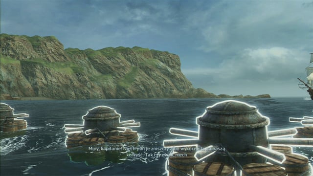 Optional objective: Destroy the enemy ship by firing at mines next to it - The Chase | Naval missions in Assassins Creed III Remastered - Naval missions - Assassins Creed III Game Guide & Walkthrough