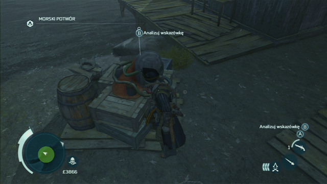 When the woman ends talking, head to the shore and take a closer look at the strange diving suit - The Frontiersmen Club in Assassins Creed III Remastered - Guild missions - Assassins Creed III Game Guide & Walkthrough