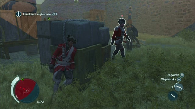 Hes walking beside the stocks, nearby the stone wall - Sequence 2 - Infiltrating Southgate | Assassins Creed III Remastered Walkthrough - Walkthrough - Assassins Creed III Game Guide & Walkthrough