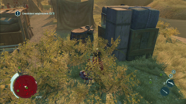 The guard guarding the Indians will pass beside the crates and stop for a moment - Sequence 2 - Infiltrating Southgate | Assassins Creed III Remastered Walkthrough - Walkthrough - Assassins Creed III Game Guide & Walkthrough