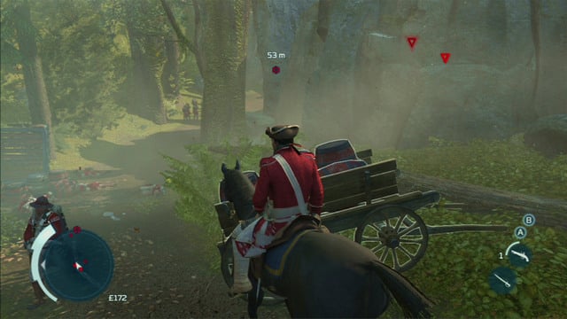 Your additional targets are the gunpowder carts placed nearby the road - Sequence 3 - The Braddock Expedition | Assassins Creed III Walkthrough - Walkthrough - Assassins Creed III Game Guide & Walkthrough