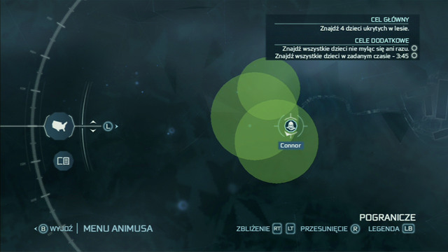That will cause green circles inside of which the children have hidden to appear on the map - Sequence 4 - Hide and Seek | Assassins Creed III Remastered Walkthrough - Walkthrough - Assassins Creed III Game Guide & Walkthrough