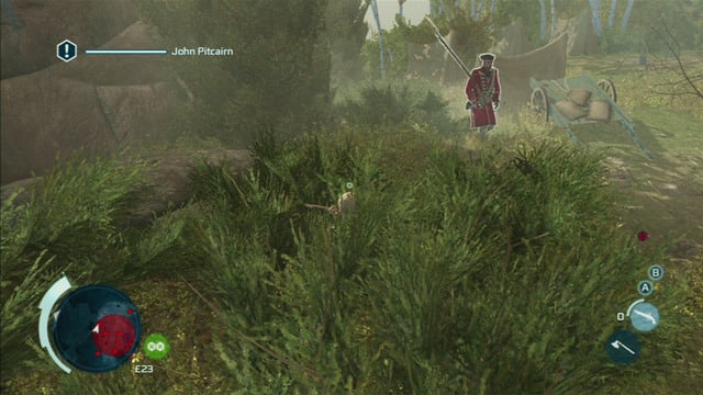 Start off by heading into the nearby bushes and go maximally to the left - Sequence 7 - Battle of Bunker Hill | Assassins Creed III Remastered Walkthrough - Walkthrough - Assassins Creed III Game Guide & Walkthrough