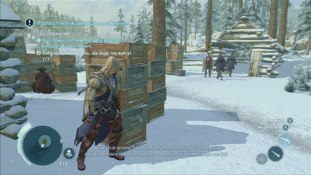 The third one is waiting for you in the hut by which the pair of thieves will stop - Sequence 9 - Missing Supplies | Assassins Creed III Remastered Walkthrough - Walkthrough - Assassins Creed III Game Guide & Walkthrough