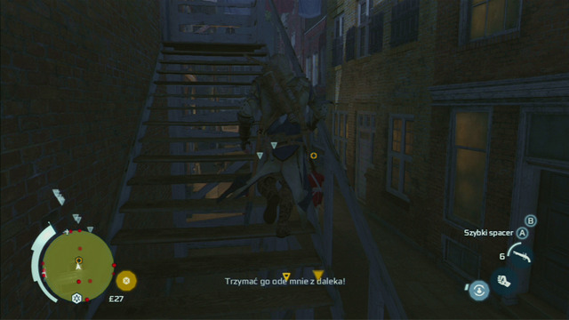 In the narrow street there will be a laundry string - Sequence 10 - Alternate Methods | Assassins Creed III Remastered Walkthrough - Walkthrough - Assassins Creed III Game Guide & Walkthrough