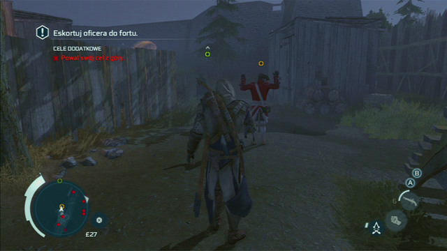 After catching the man, lead him to the fort by pushing him with the jump button - Sequence 10 - Alternate Methods | Assassins Creed III Remastered Walkthrough - Walkthrough - Assassins Creed III Game Guide & Walkthrough