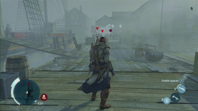 The second and third group can be avoided by jumping along nearby barrels - Sequence 12 - Chasing Lee | Assassins Creed III Remastered Walkthrough - Walkthrough - Assassins Creed III Game Guide & Walkthrough