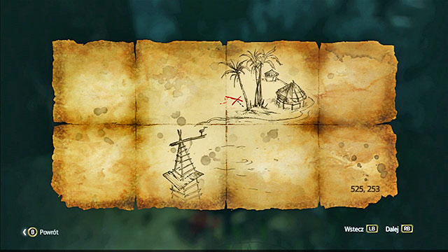 The treasure is in the North-Western part of the isle, w next to the Animus Fragment and a chest - Isla Providencia | Treasure maps - Treasure maps - Assassins Creed IV: Black Flag Game Guide & Walkthrough