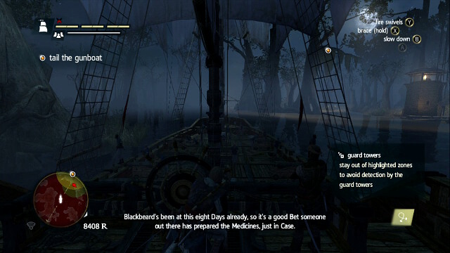 Keep to the left to get around all the watchtowers - 03 - The Siege of Charles-Towne | Sequence 6 - Sequence 6 - Assassins Creed IV: Black Flag Game Guide & Walkthrough