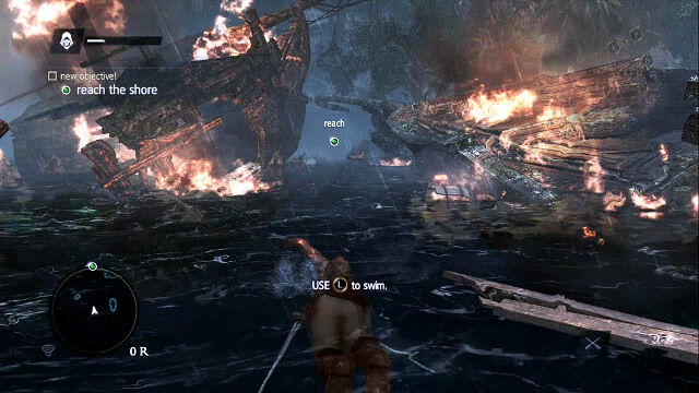 Press and hold down the run button to swim faster - 01 - Edward Kenway | Sequence 1 - Sequence 1 - Assassins Creed IV: Black Flag Game Guide & Walkthrough