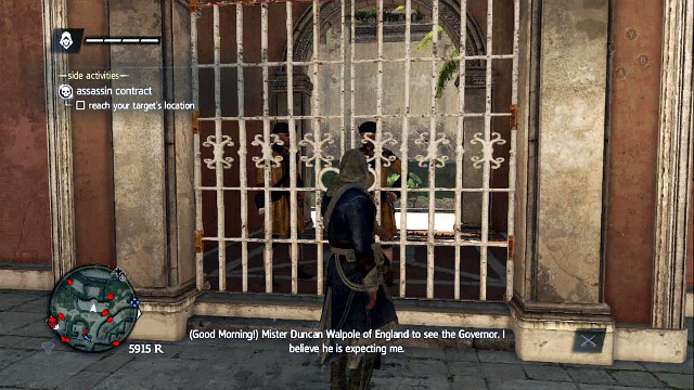 The gate to the residence - 03 - Mister Walpole, I Presume? | Sequence 2 - Sequence 2 - Assassins Creed IV: Black Flag Game Guide & Walkthrough