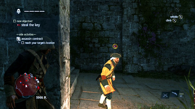 Kill him quickly from around the corner to prevent engaging him into a fight - 05 - Claiming Whats Due | Sequence 2 - Sequence 2 - Assassins Creed IV: Black Flag Game Guide & Walkthrough