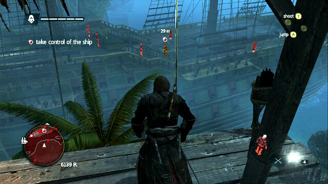 OPTIONAL OBJECTIVE- use a rope swing to kill the captain - 01 - Black Barts Gambit | Sequence 10 - Sequence 10 - Assassins Creed IV: Black Flag Game Guide & Walkthrough