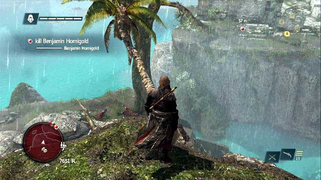 From the top of the hill, you will be able to make it over to the peak of the other one, where there is Hornigold - 02 - Murder and Mayhem | Sequence 10 - Sequence 10 - Assassins Creed IV: Black Flag Game Guide & Walkthrough