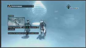Do the same thing near the man but try to grab him using B/Shift - Assassins Creed PC: Tutorial - Assassins Creed: Memory Block 01 - Assassins Creed (PC) Game Guide