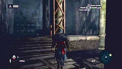After landing jump down, empty the chests near the wall and then climb on the nearby pillar - Memory 6 - p. 1 - Sequence 3 - Lost and Found - Assassins Creed: Revelations - Game Guide and Walkthrough