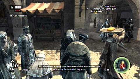 Blend in the crowd and throw the Cherry Bomb, to distract soldiers - Memory 1 - Sequence 5 - Heir to The Empire - Assassins Creed: Revelations - Game Guide and Walkthrough