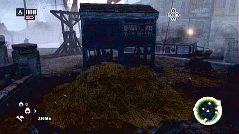Once he is dead, jump to another haystack, which is located closer to the shore - Memory 3 - Sequence 5 - Heir to The Empire - Assassins Creed: Revelations - Game Guide and Walkthrough