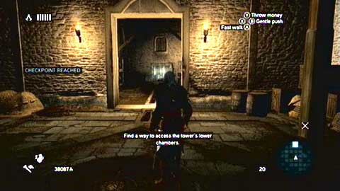 After getting inside the tower, examine the hatch on the ground and then open the descent to the sewers - Memory 6 - p. 1 - Sequence 6 - Fortune's Disfavor - Assassins Creed: Revelations - Game Guide and Walkthrough