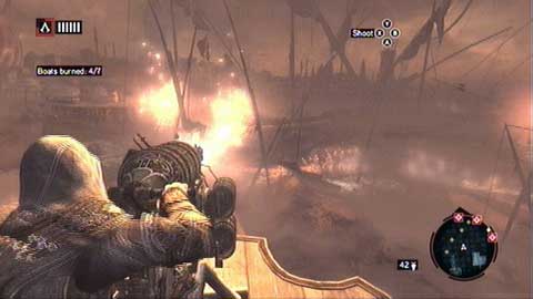 Your next targets are cannons marked on the map - Memory 8 - Sequence 6 - Fortune's Disfavor - Assassins Creed: Revelations - Game Guide and Walkthrough