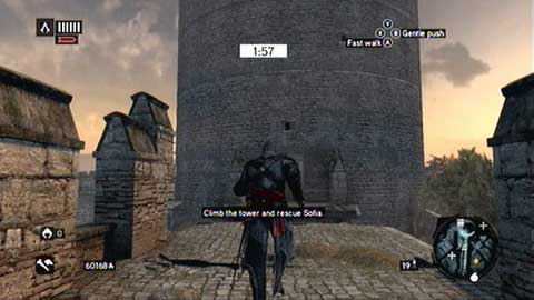 When the cinematic ends, you'll have 2 minutes to get to the tower top - Memory 2 - Sequence 8 - The End of An Era - Assassins Creed: Revelations - Game Guide and Walkthrough