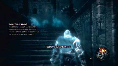 Use the Eagle Sense and sneak between opponents to another indicated spot - Thunder; Smoke Screen; Cherry - Piri Reis Missions - Assassins Creed: Revelations - Game Guide and Walkthrough