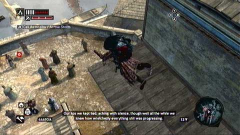 Use then a zipline on the right and kill the guard on the rooftop - Mission 12 - Master Assassin Missions - Assassins Creed: Revelations - Game Guide and Walkthrough