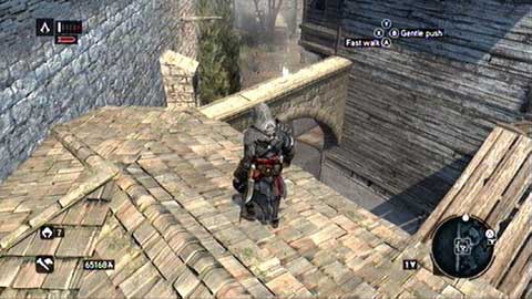 It is hidden in a stone arch over the street - Galata District (01-11) - Animus data fragments - Assassins Creed: Revelations - Game Guide and Walkthrough